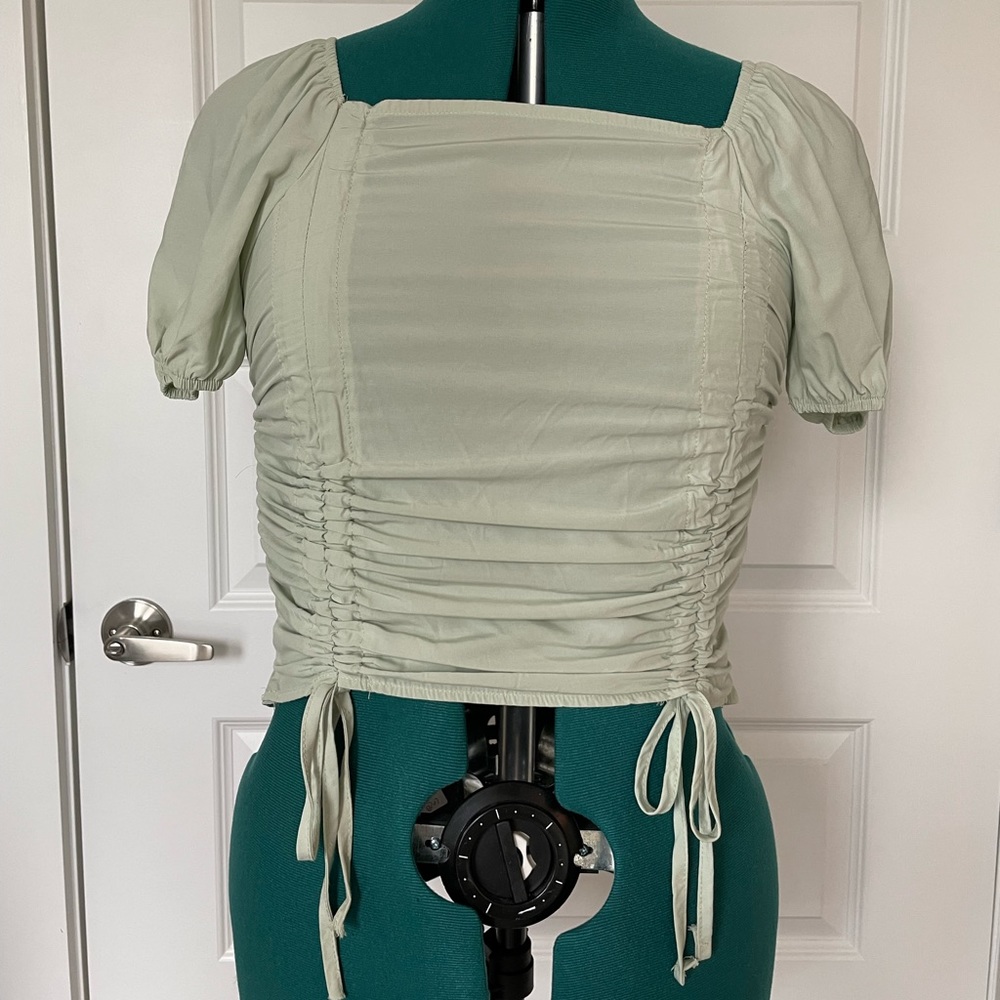 SHEIN Sage Green Ruched Front Top